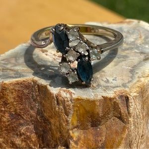 18K GE faux Sapphire and diamond ring